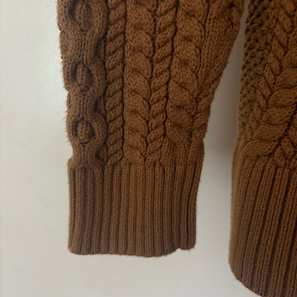 J. Crew Cotton Crewneck Cable-knit Fisherman Sweater Tan Medium Holiday ‘23 - Picture 5 of 12